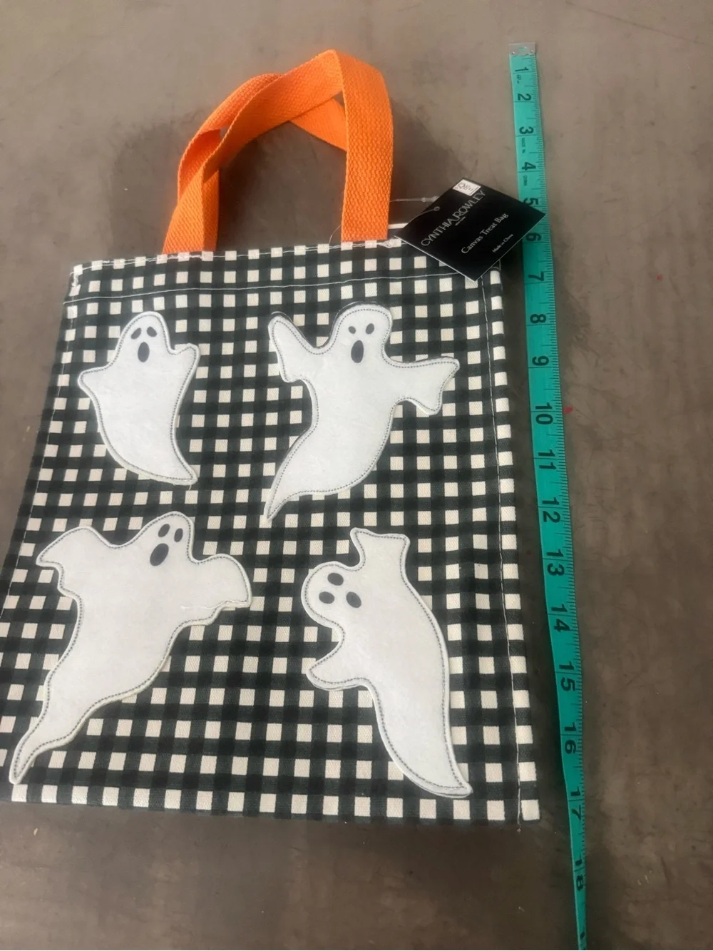 Halloween Ghost Trick-or-Treat Tote Bag with Orange Handles(can be a purse👻)